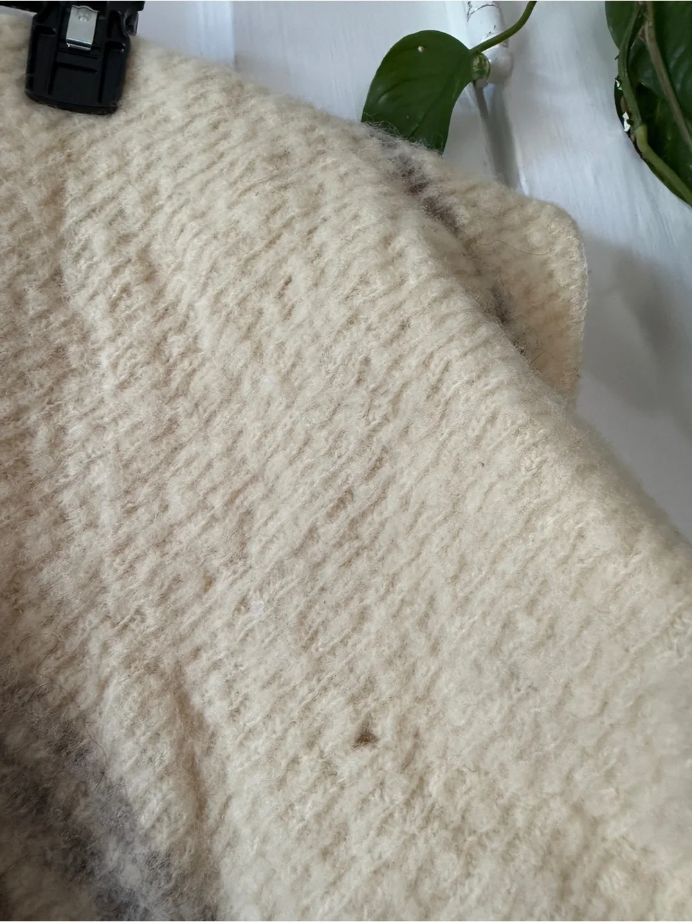 Neutral Striped Knit Shawl scarf  - Cream and Gray Alatoss Icewool